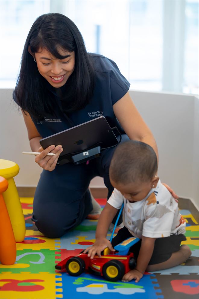 Paediatric assessment. Children foot assessment by Singapore Podiatrist, Dr Saw Yu Ting.