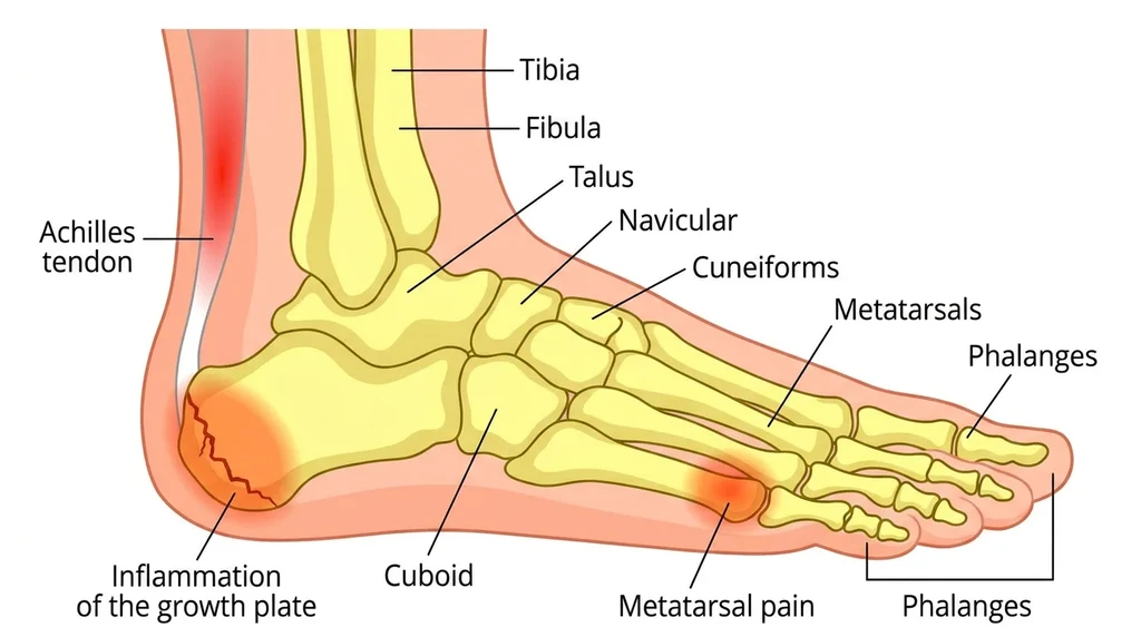 Podiatrist assessing the foot and lower limb to identify factors contributing to Sever's Disease