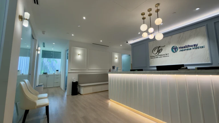 The reception at the Straits Podiatry Orchard clinic at The Centrepoint.