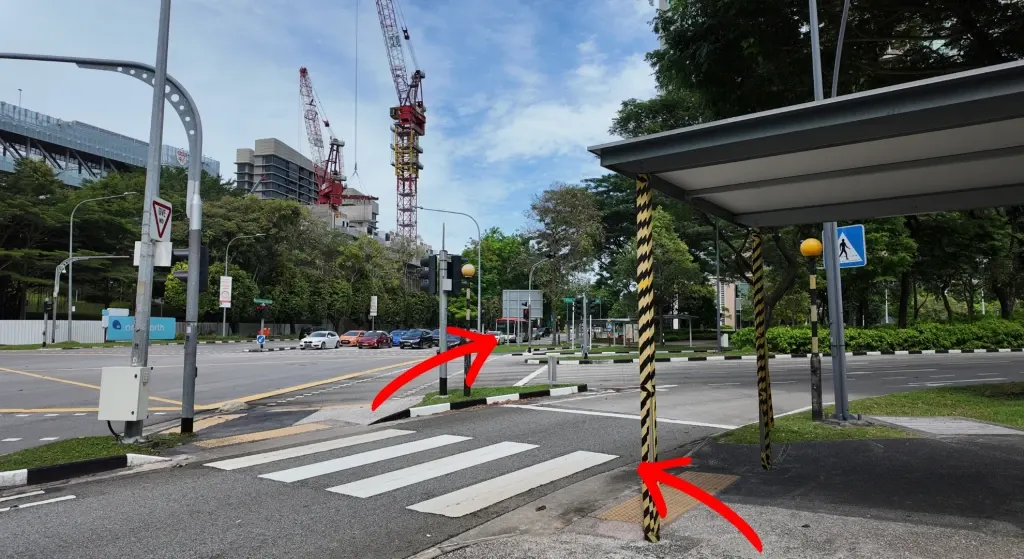 Cross at the pedestrian crossing and cross opposite towards Rochester Mall.