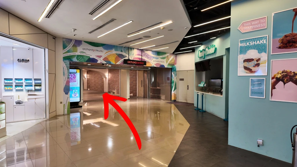 Walk through the underpass towards Orchard Central.