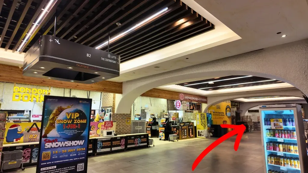At Orchard Central (B2), follow the "The Centrepoint" signs past Don Don Donki.