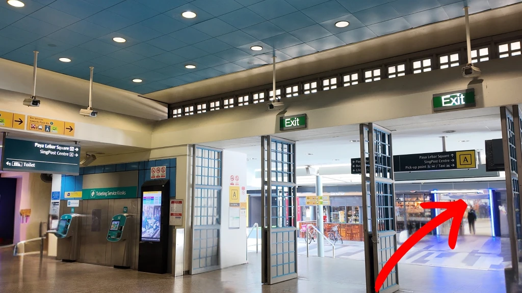 Inside Paya Lebar MRT (EW8), follow the signs to Exit A for Paya Lebar Square.